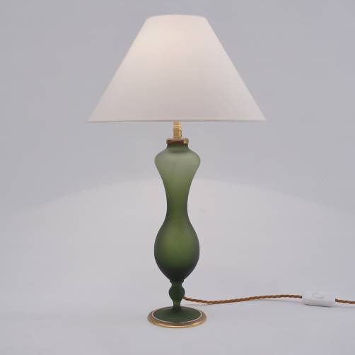 Art Nouveau Baccarat satin glass & ormolu antique table lamp, 1890`s ca, French